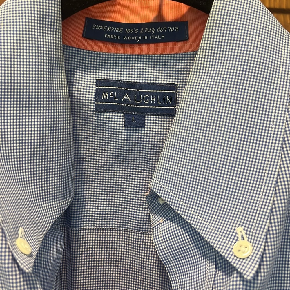 J McLaughlin, lightweight, cotton, size L, bluewhite gingham excellent condition - Picture 2 of 5